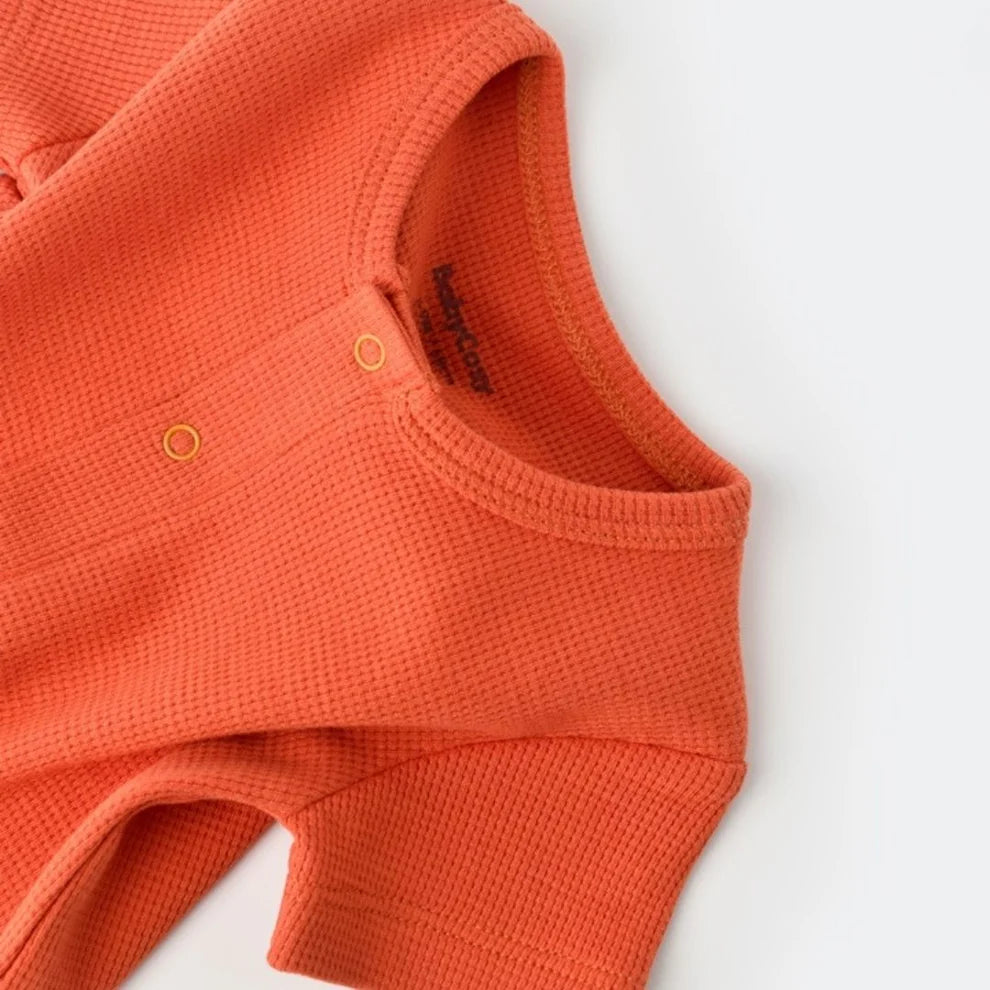 BabyCosy Unisex Orange Romper, 100% Organic Cotton