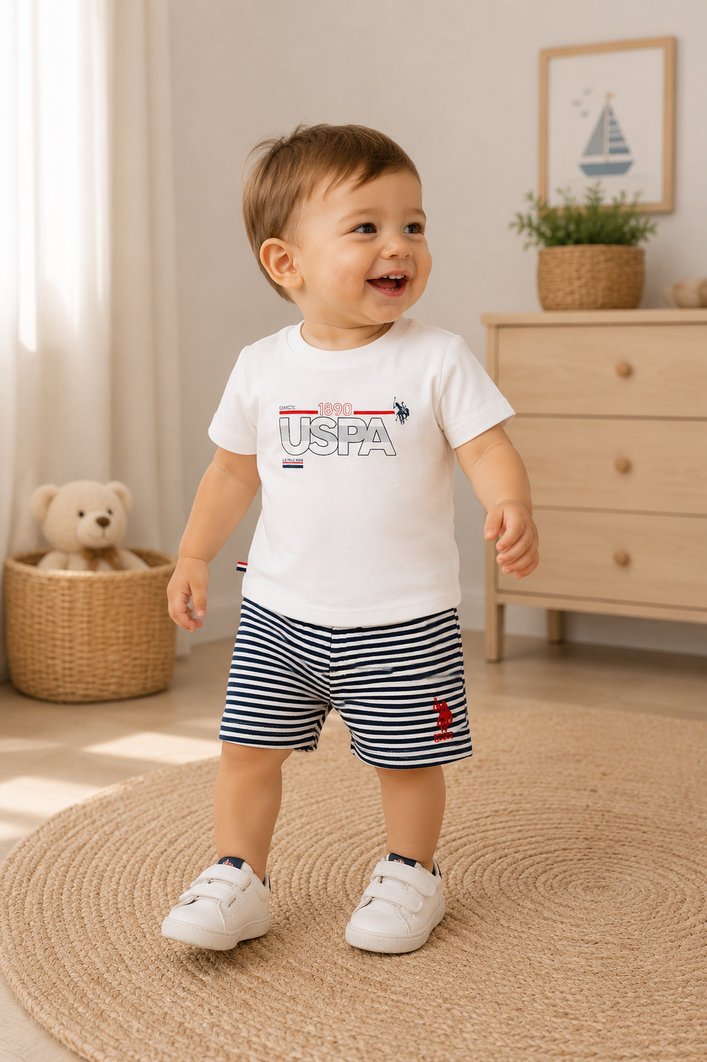 U.S. Polo Assn. White Shorts Set