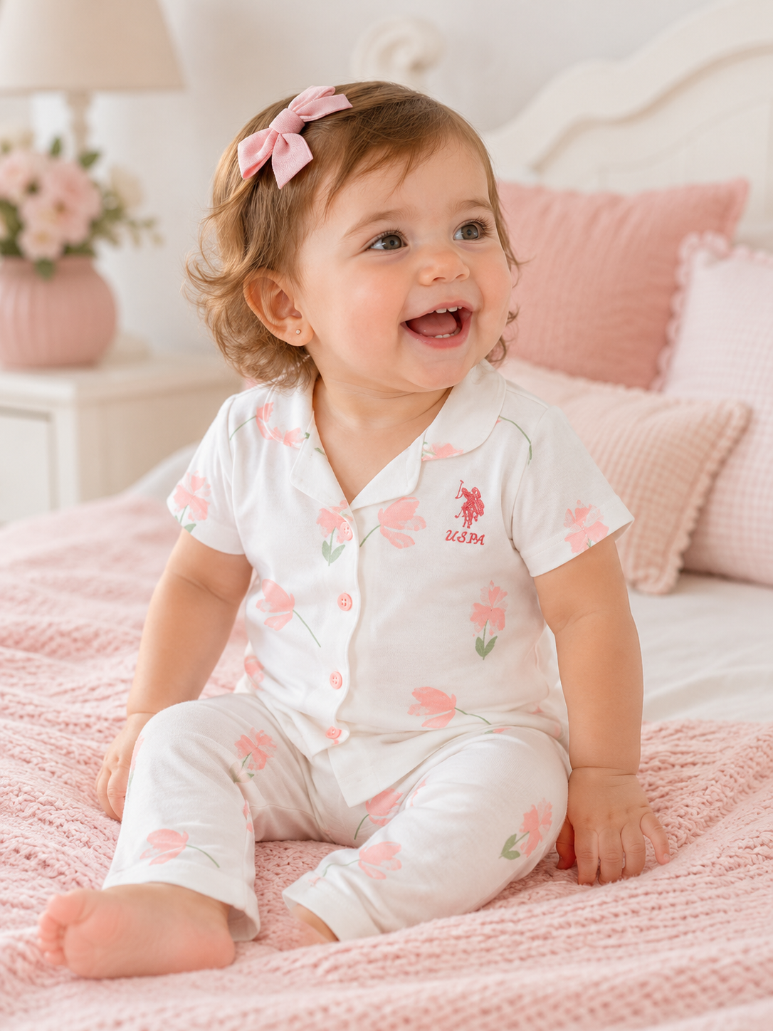 U.S. Polo Assn. Baby Girl Pink Floral Pyjamas