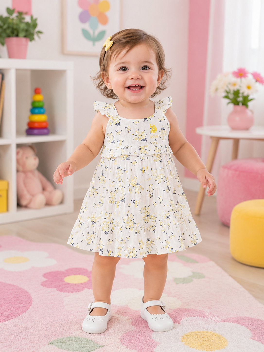U.S. Polo Assn. Baby Girl Yellow Dress