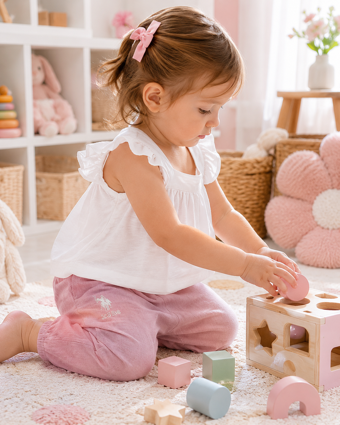 U.S. Polo Assn. Baby Girl 2 Pieces Pink Set