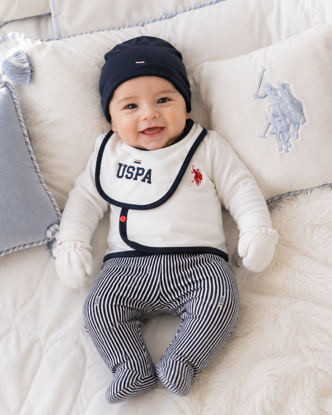 U.S. Polo Assn. Baby Boy 5 Pieces Bodysuit Set