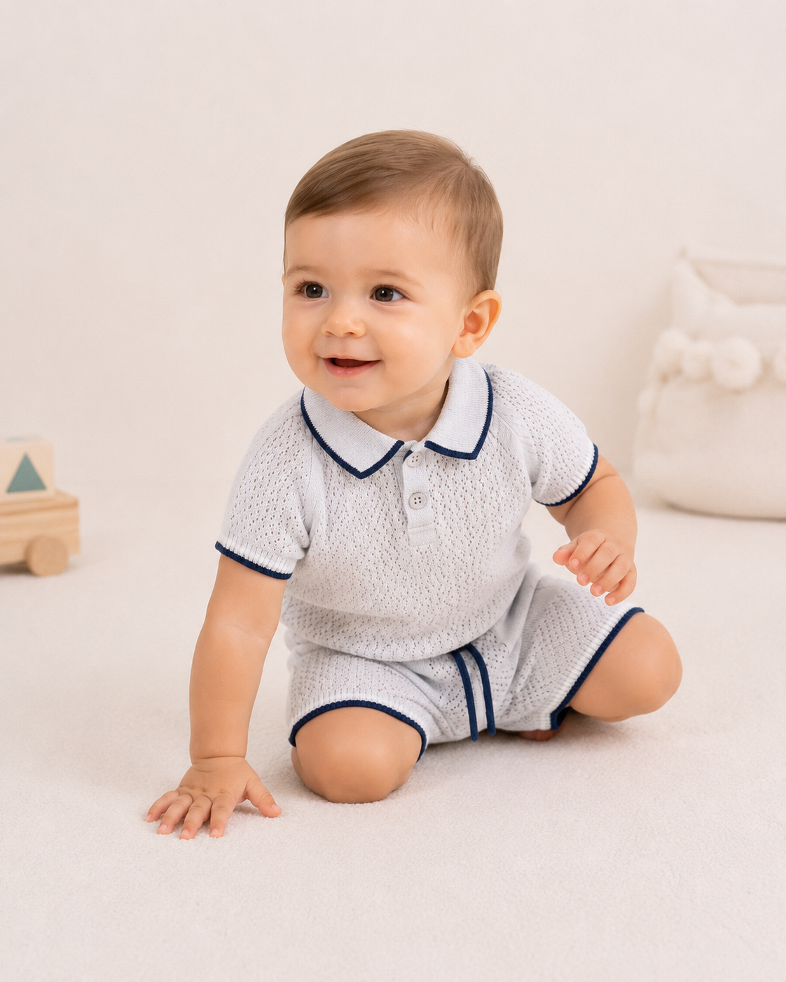 Leoking Baby Boy Gray Shorts Set