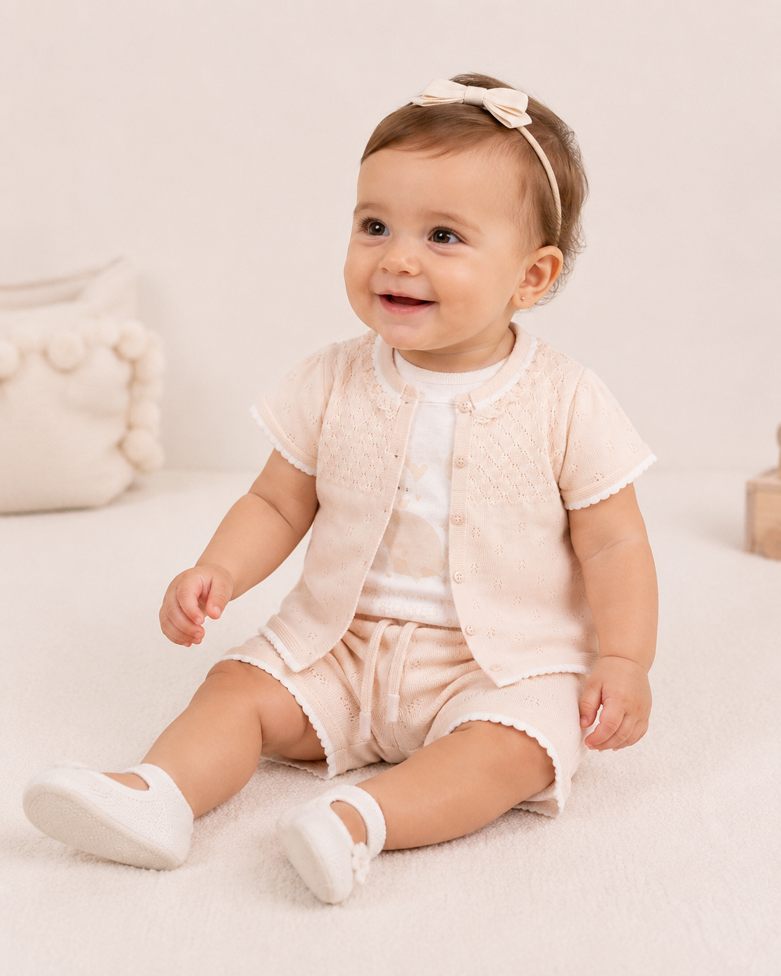 Leoking Baby Girl 3 Pieces Pink Shorts Set
