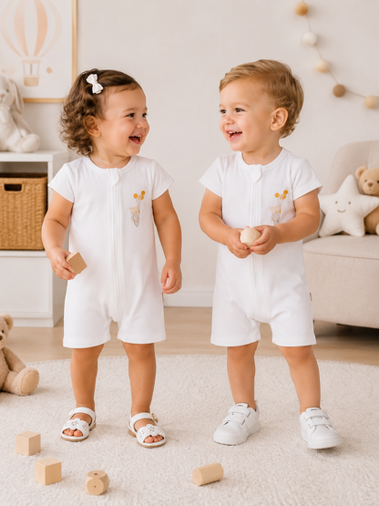 سالوبيت أبيض للجنسين من BabyCosy، قطن عضوي معتمد من GOTS