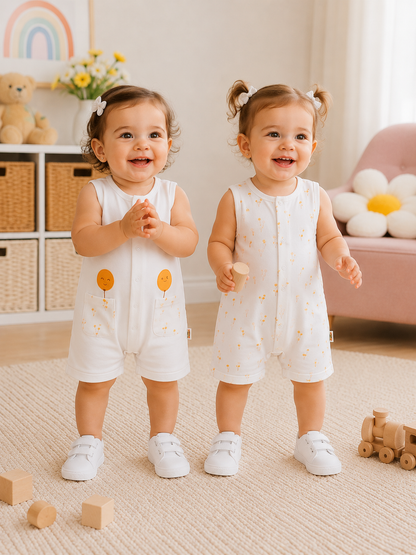 طقم رومبر بدون أكمام للأطفال من BabyCosy - قطعتان، قطن عضوي معتمد من GOTS