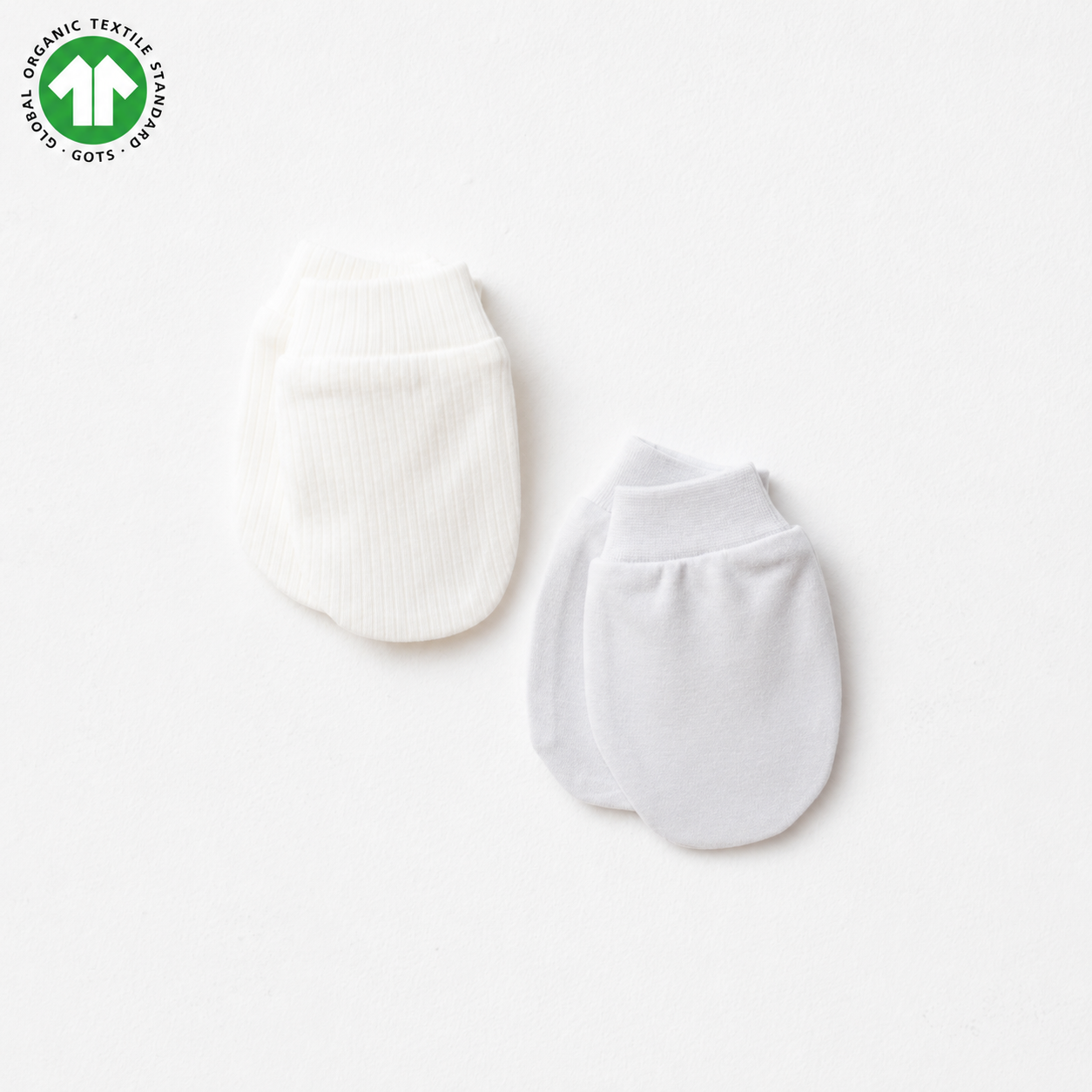 GOTS Certified Organic Cotton Blue and White Gloves Pack of 2 Pairs