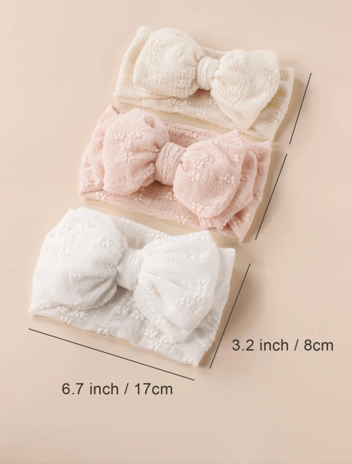 3 Pieces Set Pastel Colors Bow Headband