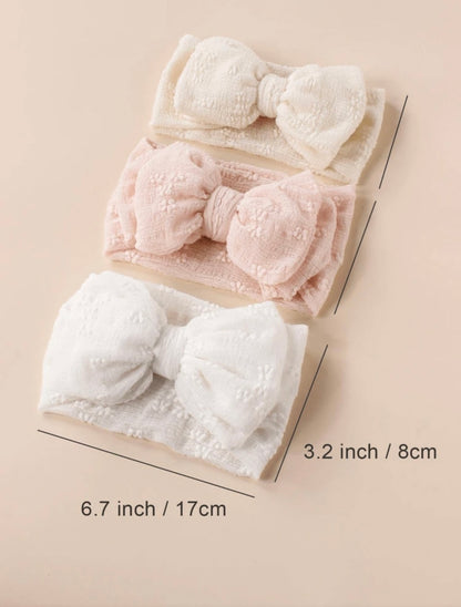 3 Pieces Set Pastel Colors Bow Headband