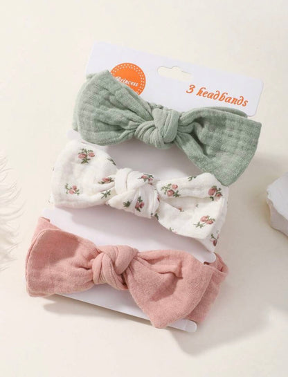 3 Pieces Set Pastel Colors Bow Headbands