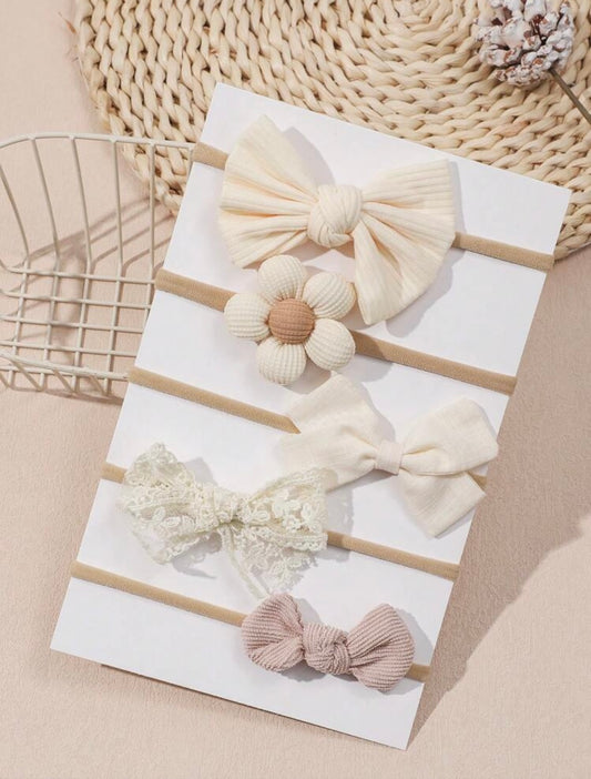 5 Pieces Set Flower and Bow Headbands