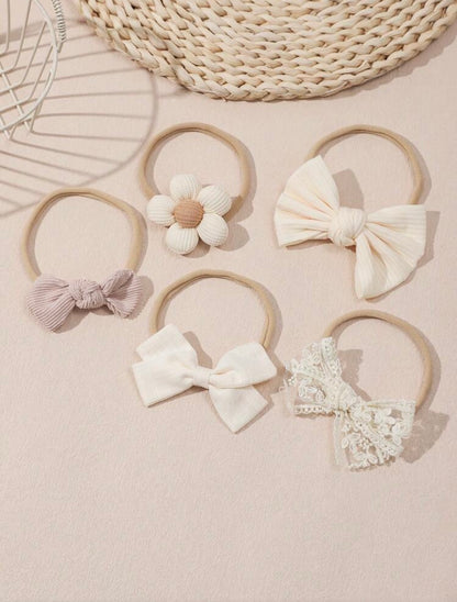 5 Pieces Set Flower and Bow Headbands