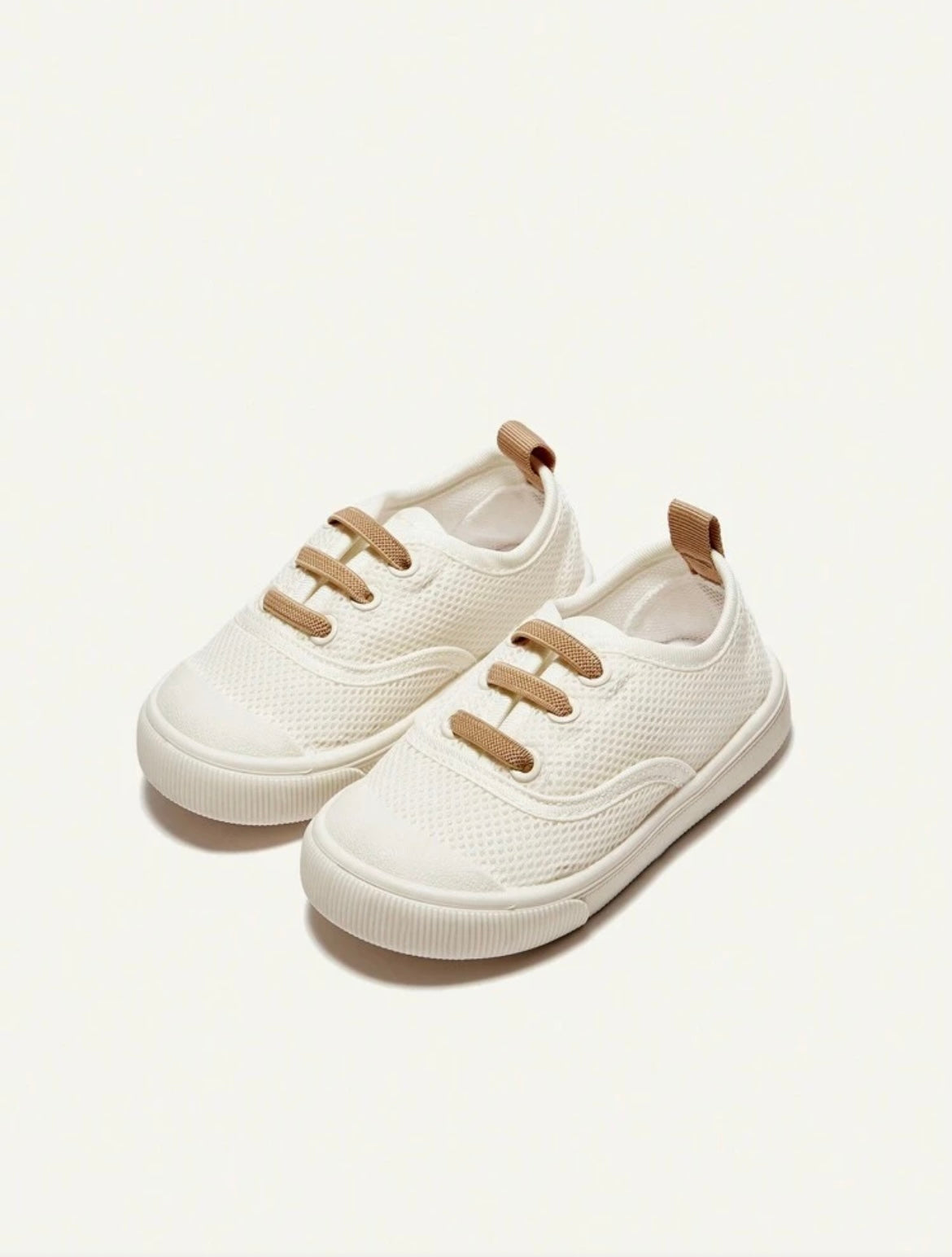 White and Beige Baby Breathable Shoes