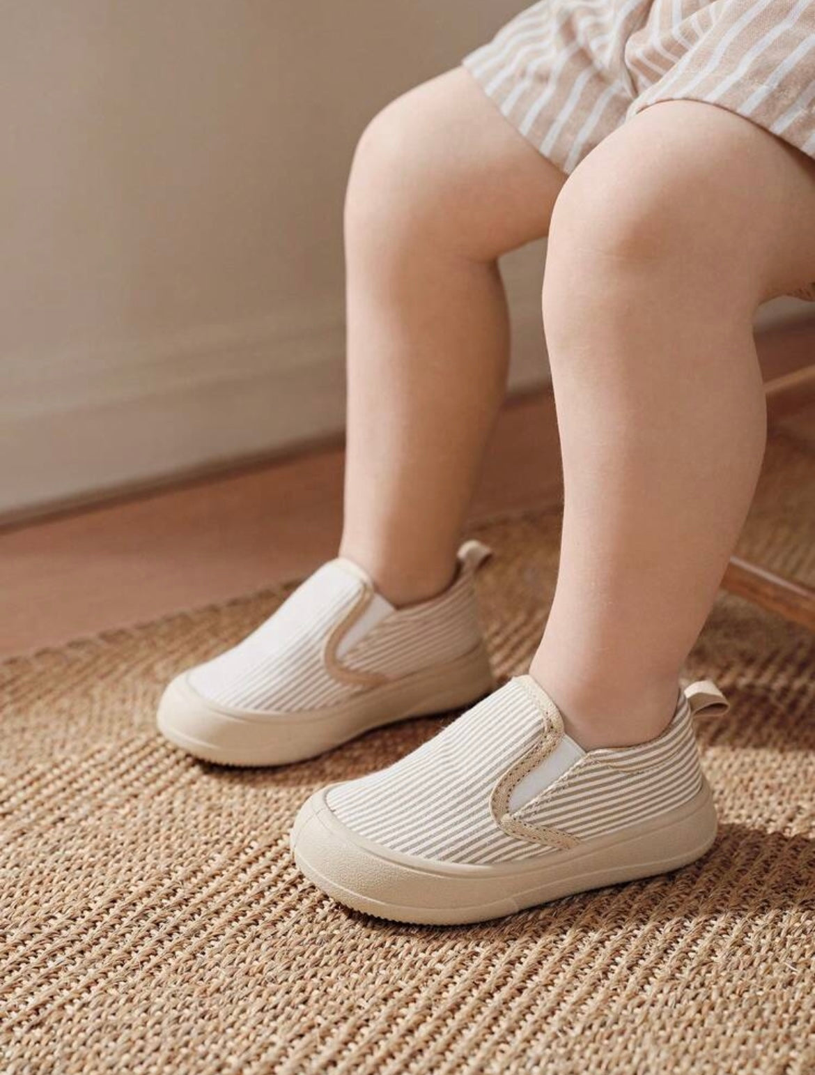 Beige and White Baby Sneakers