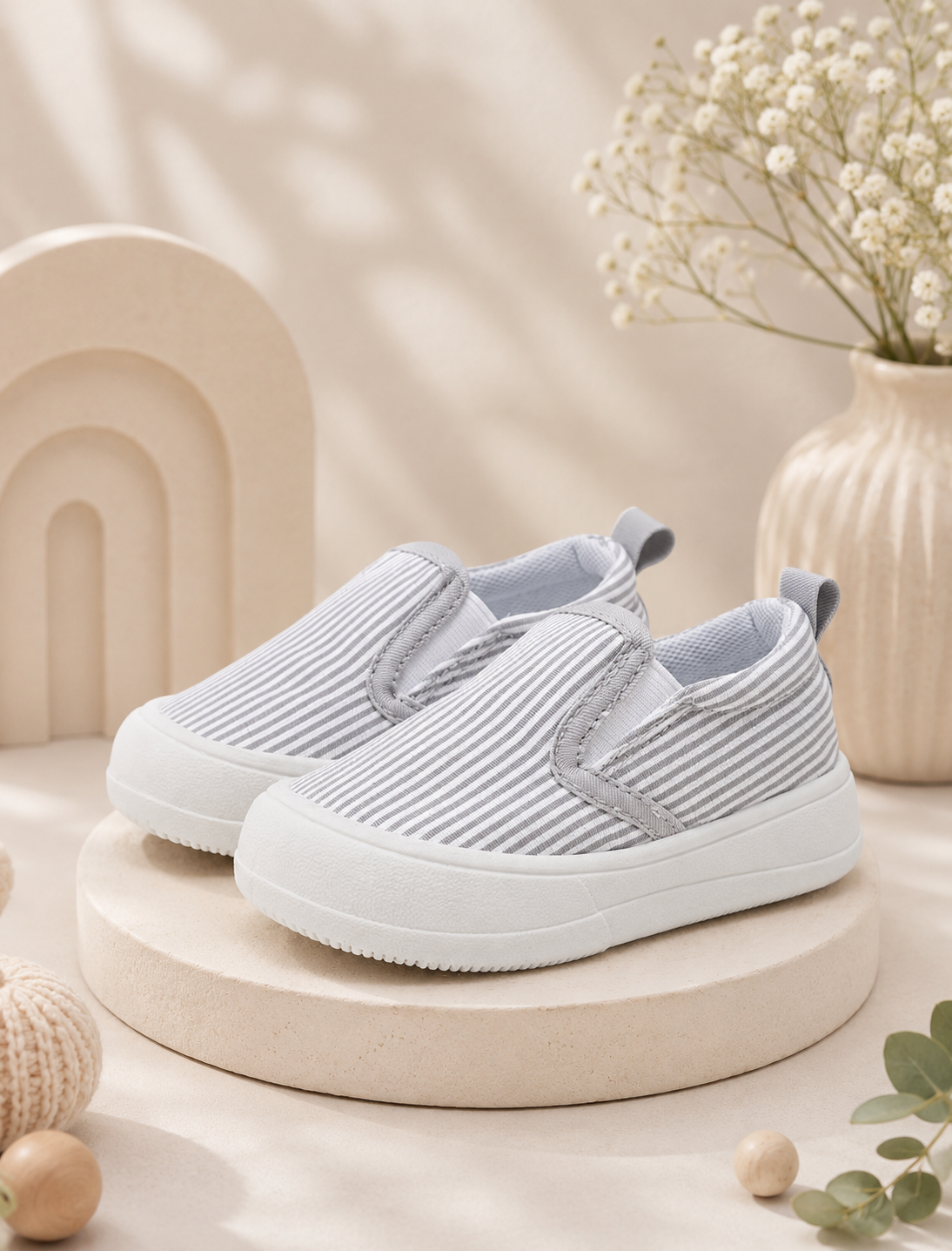 Gray and White Baby Sneakers