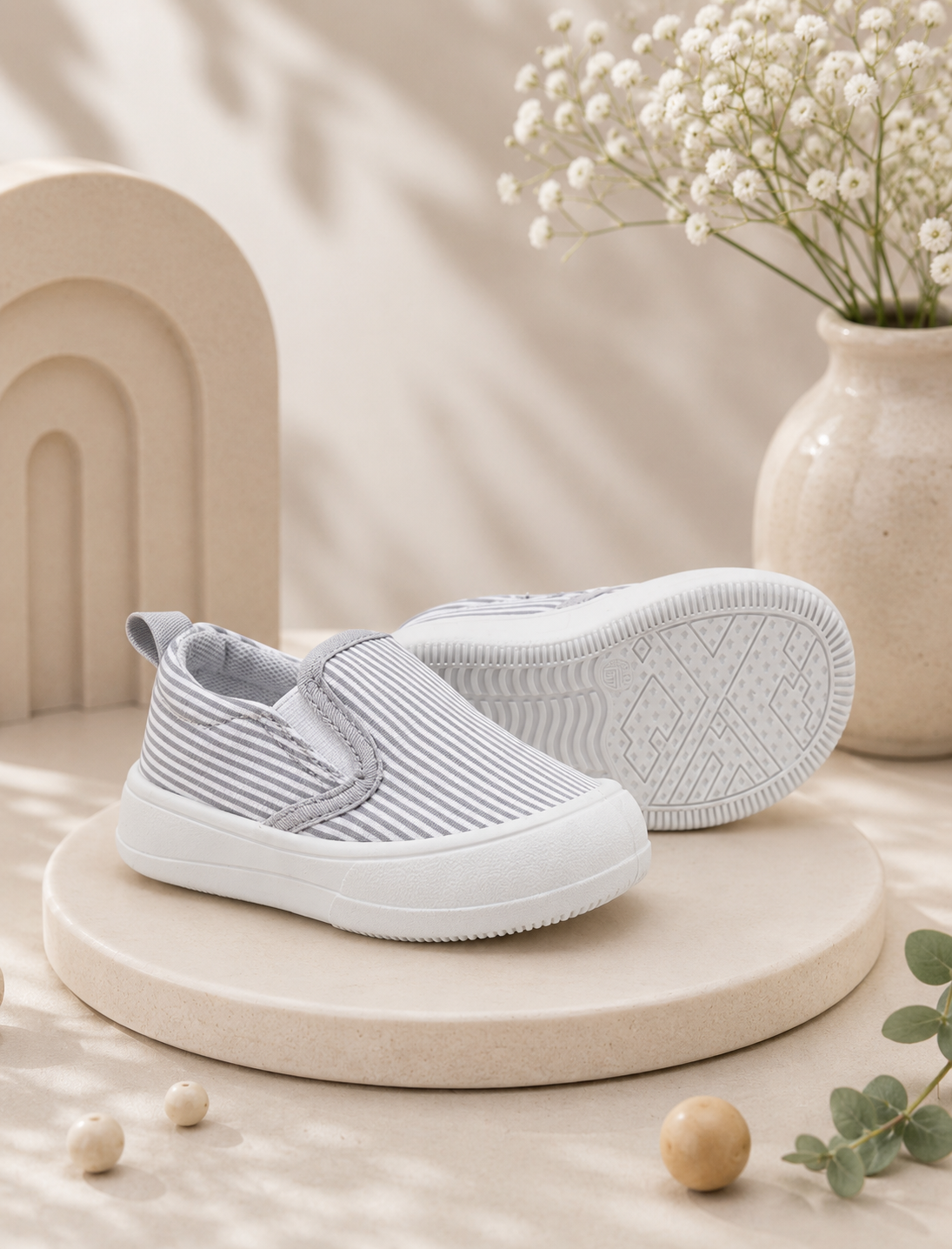 Gray and White Baby Sneakers