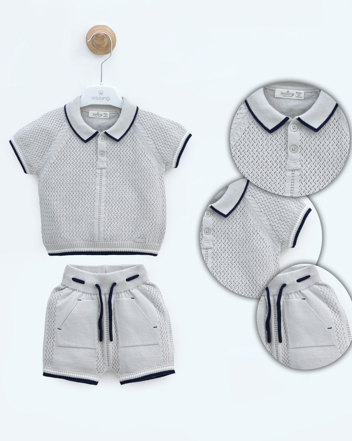 Leoking Baby Boy Gray Shorts Set