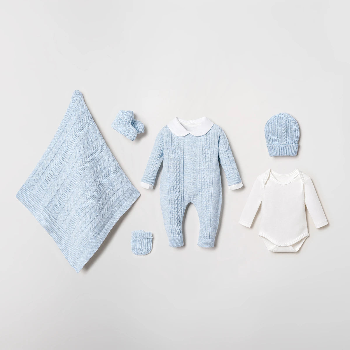 NIPPERLAND Blue Baby Boy 5-Pieces Knitted Hospital set