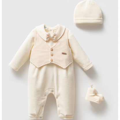NoyNoy Creamy Velvet 3-Pieces Romper Set, With Gift Box