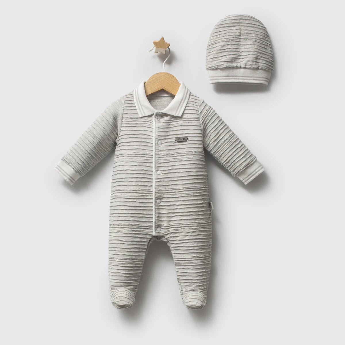 TONGS Baby Boy Grey Jumpsuit with Hat