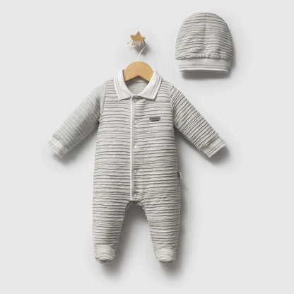 TONGS Baby Boy Grey Jumpsuit with Hat