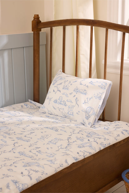 Atelier Babbi Baby Duvet Cover Set - Toile De Jouy / Blue, 100% Cotton