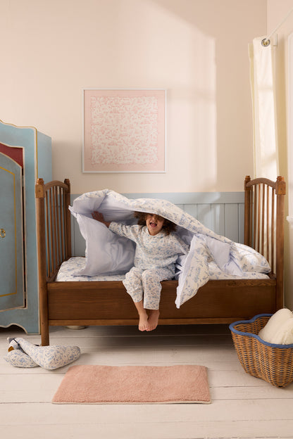 Atelier Babbi Baby Duvet Cover Set - Toile De Jouy / Blue, 100% Cotton