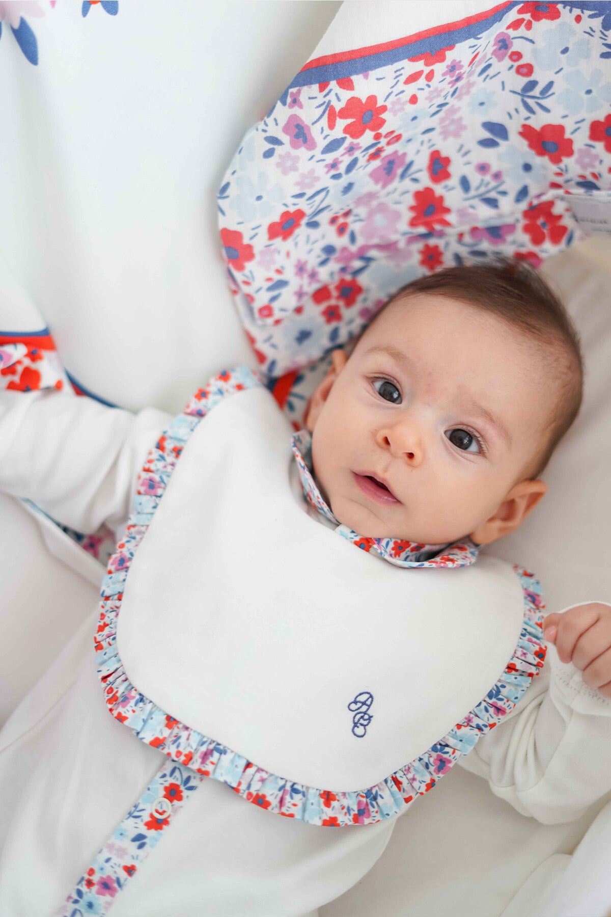 Atelier Babbi Baby Overall – Red Tiny Flowers, 100% Cotton
