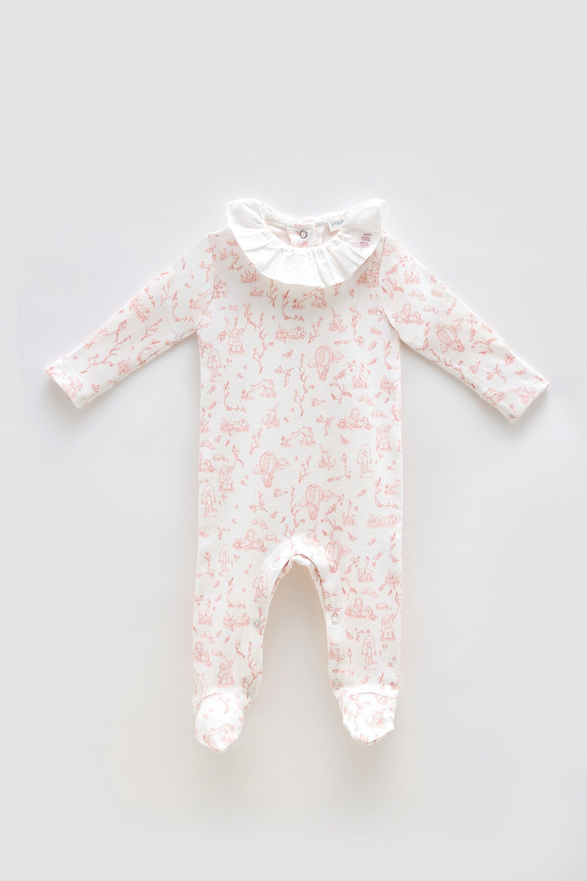 Atelier Babbi Baby Overall – Toile De Jouy / Pink, 100% Cotton
