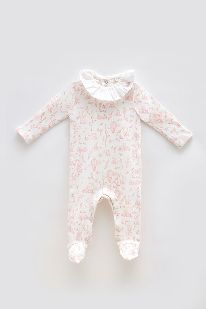 Atelier Babbi Baby Overall – Toile De Jouy / Pink, 100% Cotton