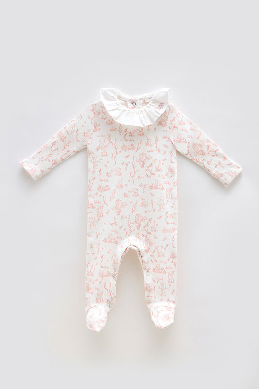 Atelier Babbi Baby Overall – Toile De Jouy / Pink, 100% Cotton
