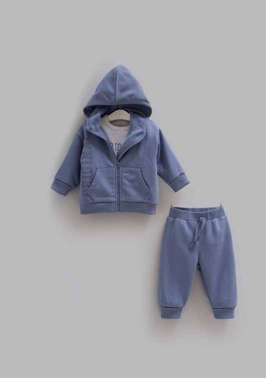 Caramell Navy Blue 3-Pieces Fleece Tracksuit Set