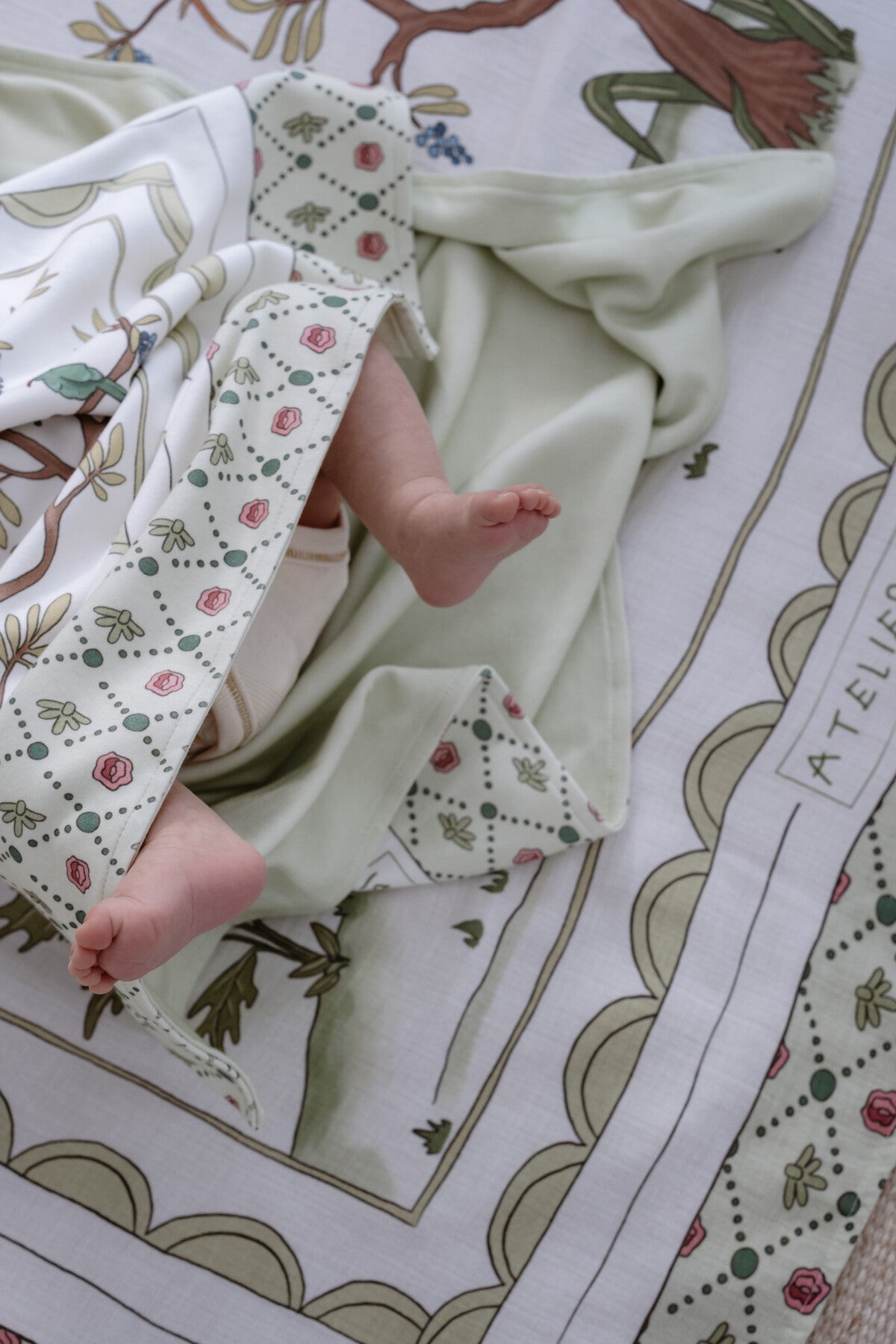 Atelier Babbi Double Sided Cotton Baby Blanket - Spring, 100% Cotton