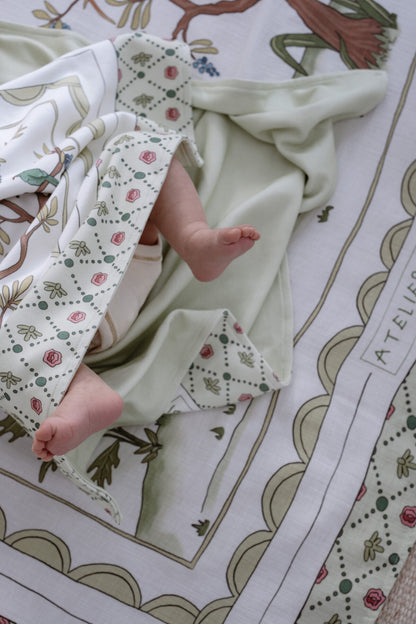 Atelier Babbi Double Sided Cotton Baby Blanket - Spring, 100% Cotton