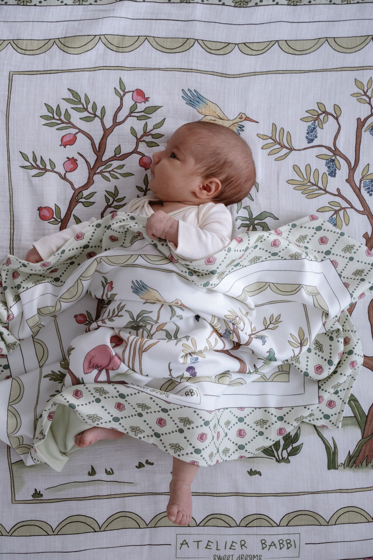 Atelier Babbi Double Sided Cotton Baby Blanket - Spring, 100% Cotton