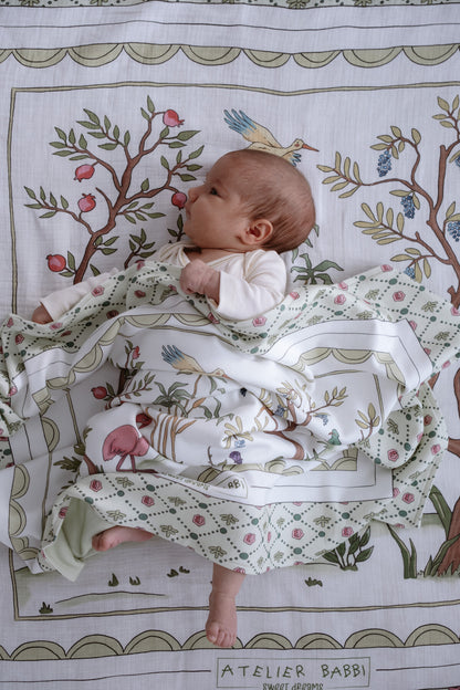 Atelier Babbi Double Sided Cotton Baby Blanket - Spring, 100% Cotton