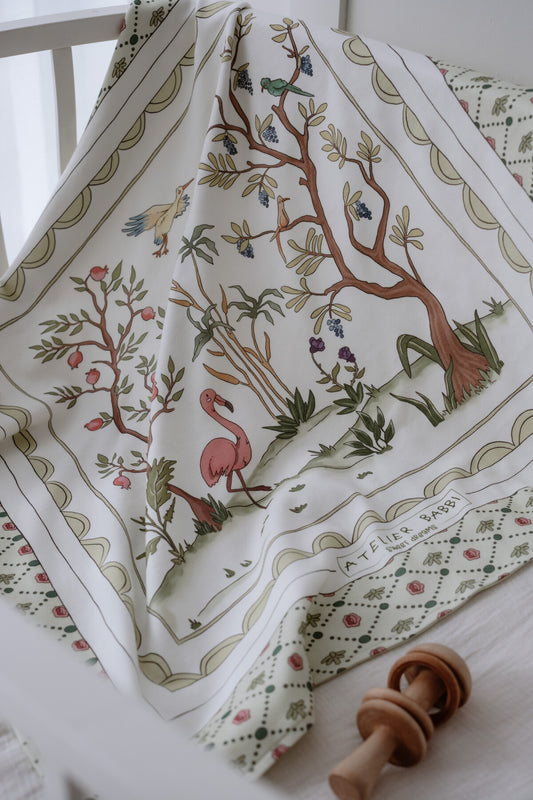 Atelier Babbi Double Sided Cotton Baby Blanket - Spring, 100% Cotton