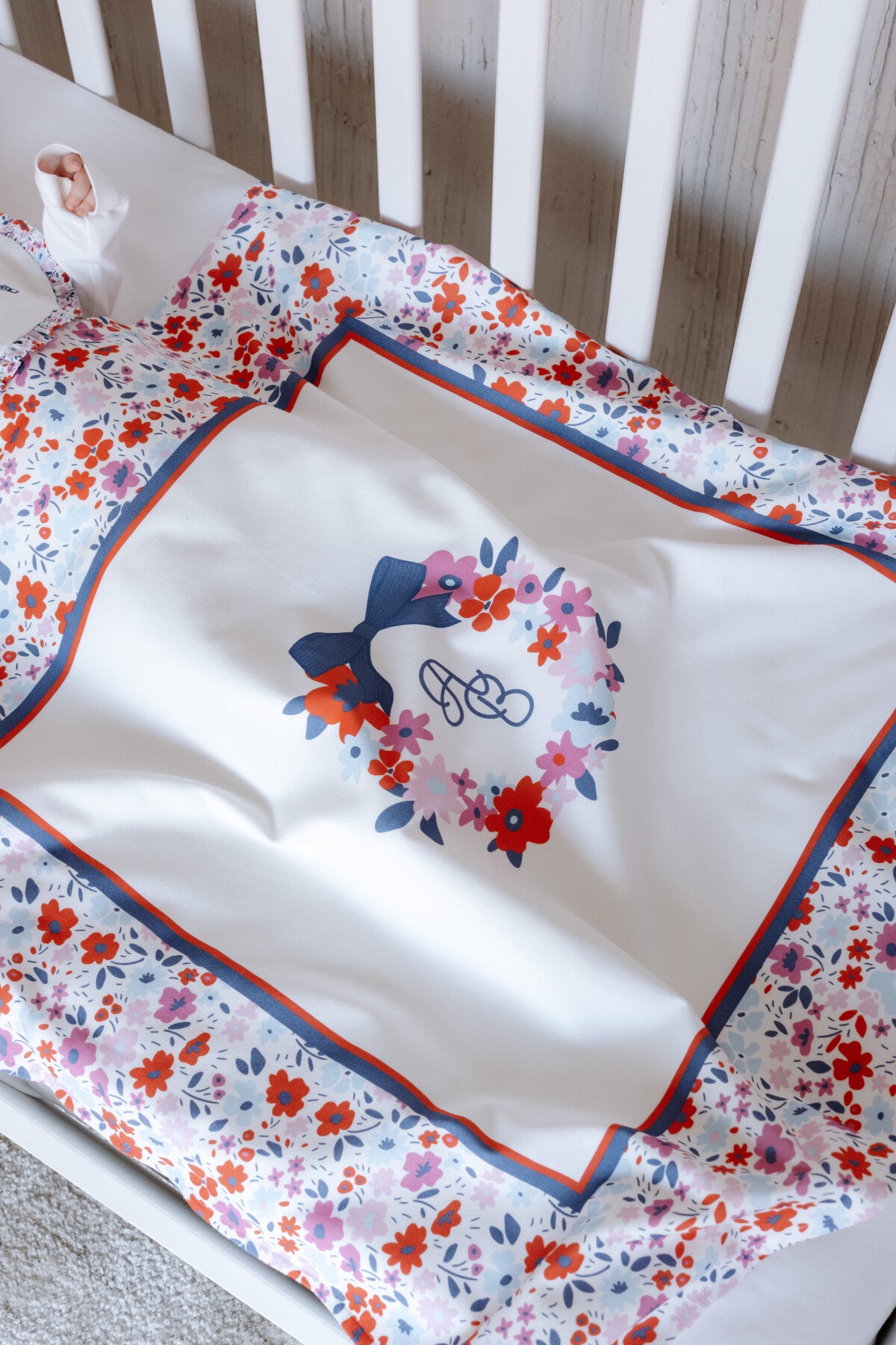 Atelier Babbi Double Layer Muslin Cover – Tiny Flowers  Red, 100% Cotton