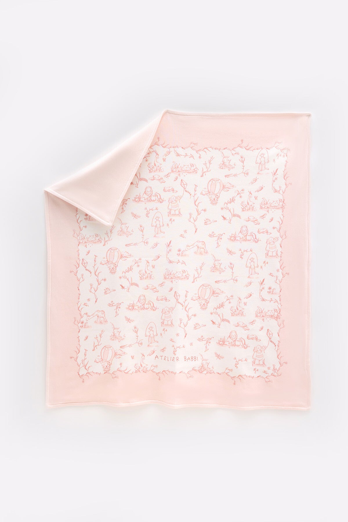 Atelier Babbi Double Sided Cotton Baby Blanket - Toile De Jouy / Pink, 100% Cotton