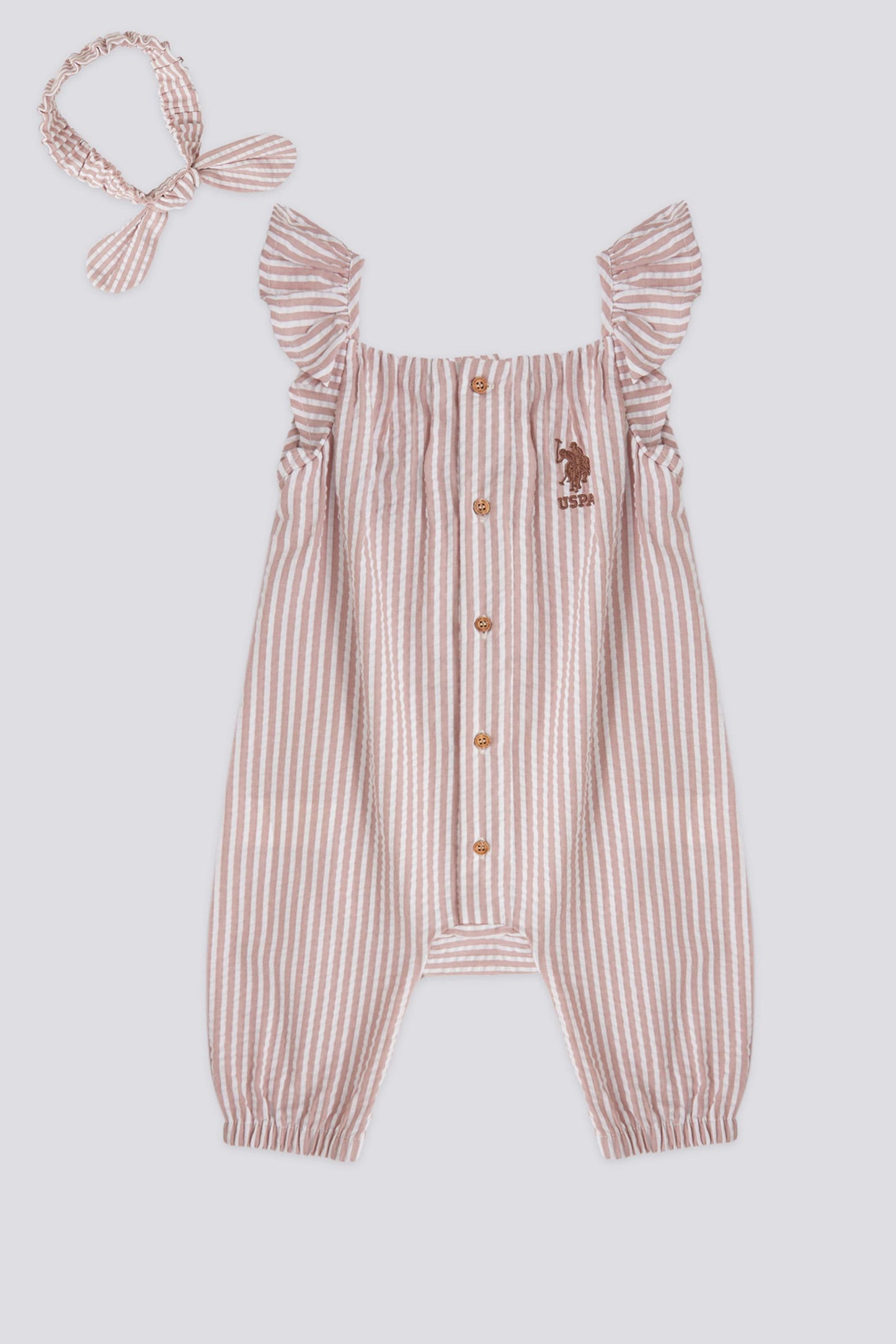 U.S. Polo Assn. Striped Detailed Jumpsuit and Bandana Set of 2