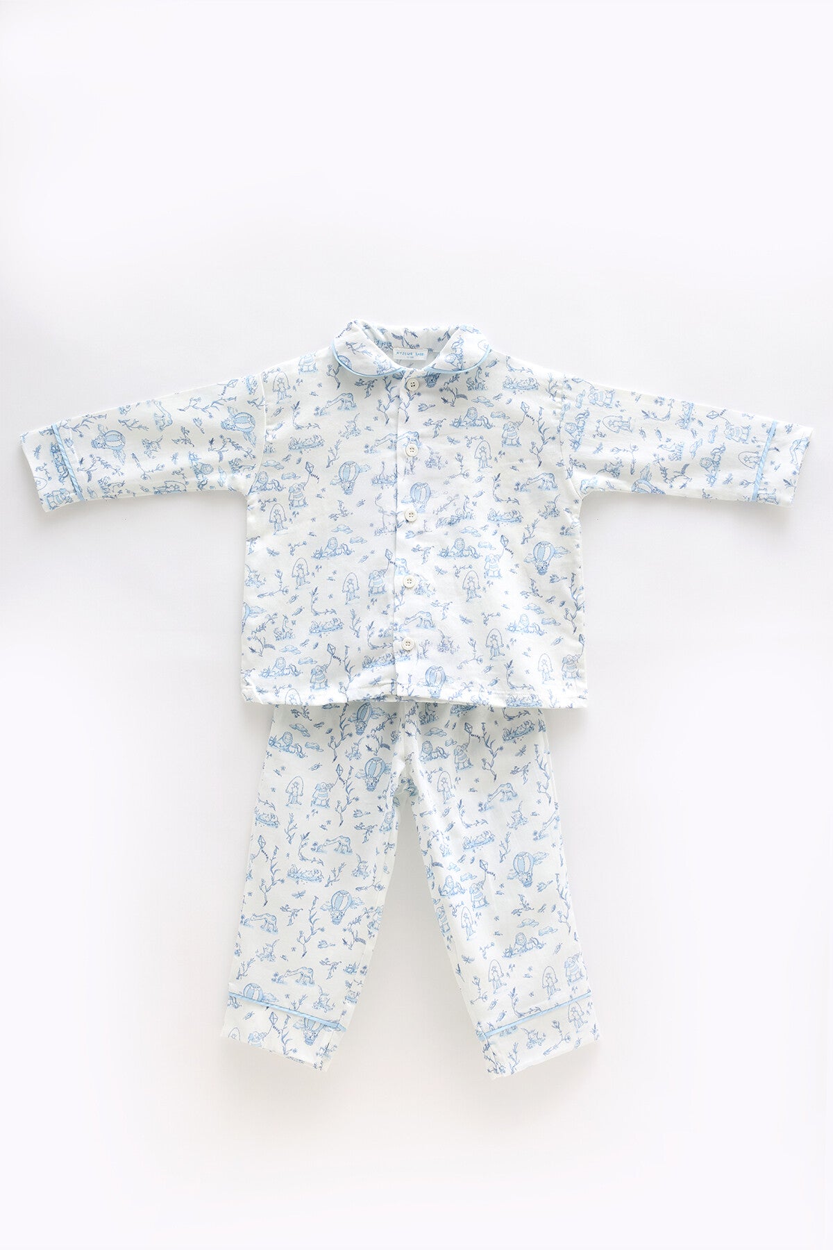Atelier Babbi Pajama Set - Toile De Jouy / Blue, 100% Cotton