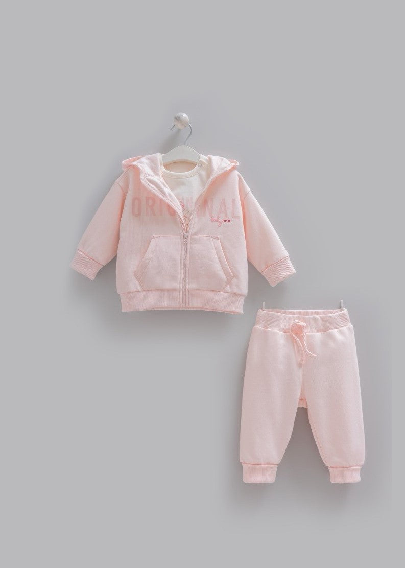 Caramell Soft Pink 3-Pieces Fleece Tracksuit Set
