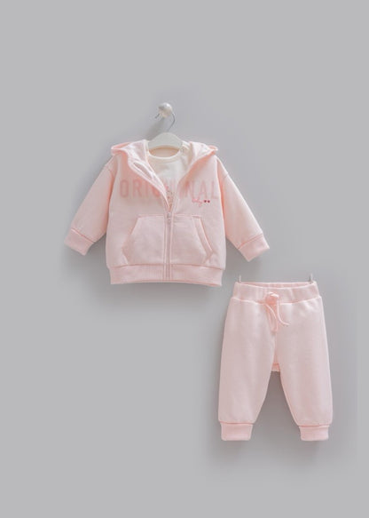Caramell Soft Pink 3-Pieces Fleece Tracksuit Set