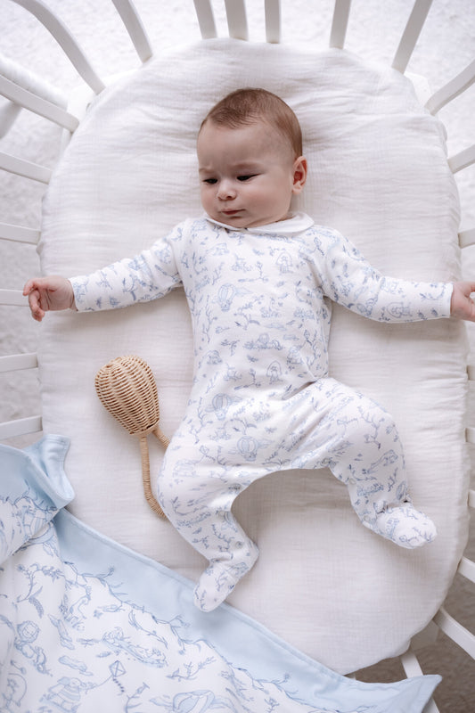 Atelier Babbi Baby Overall – Toile De Jouy /Blue, 100% Cotton