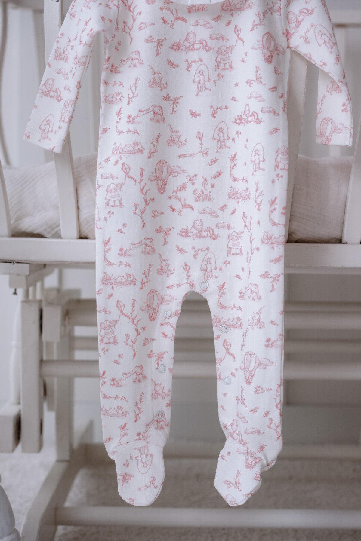 Atelier Babbi Baby Overall – Toile De Jouy / Pink, 100% Cotton