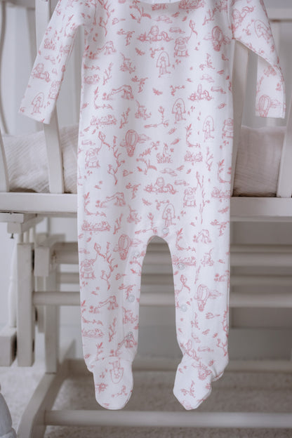 Atelier Babbi Baby Overall – Toile De Jouy / Pink, 100% Cotton