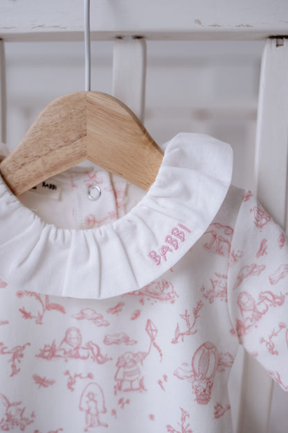 Atelier Babbi Baby Overall – Toile De Jouy / Pink, 100% Cotton