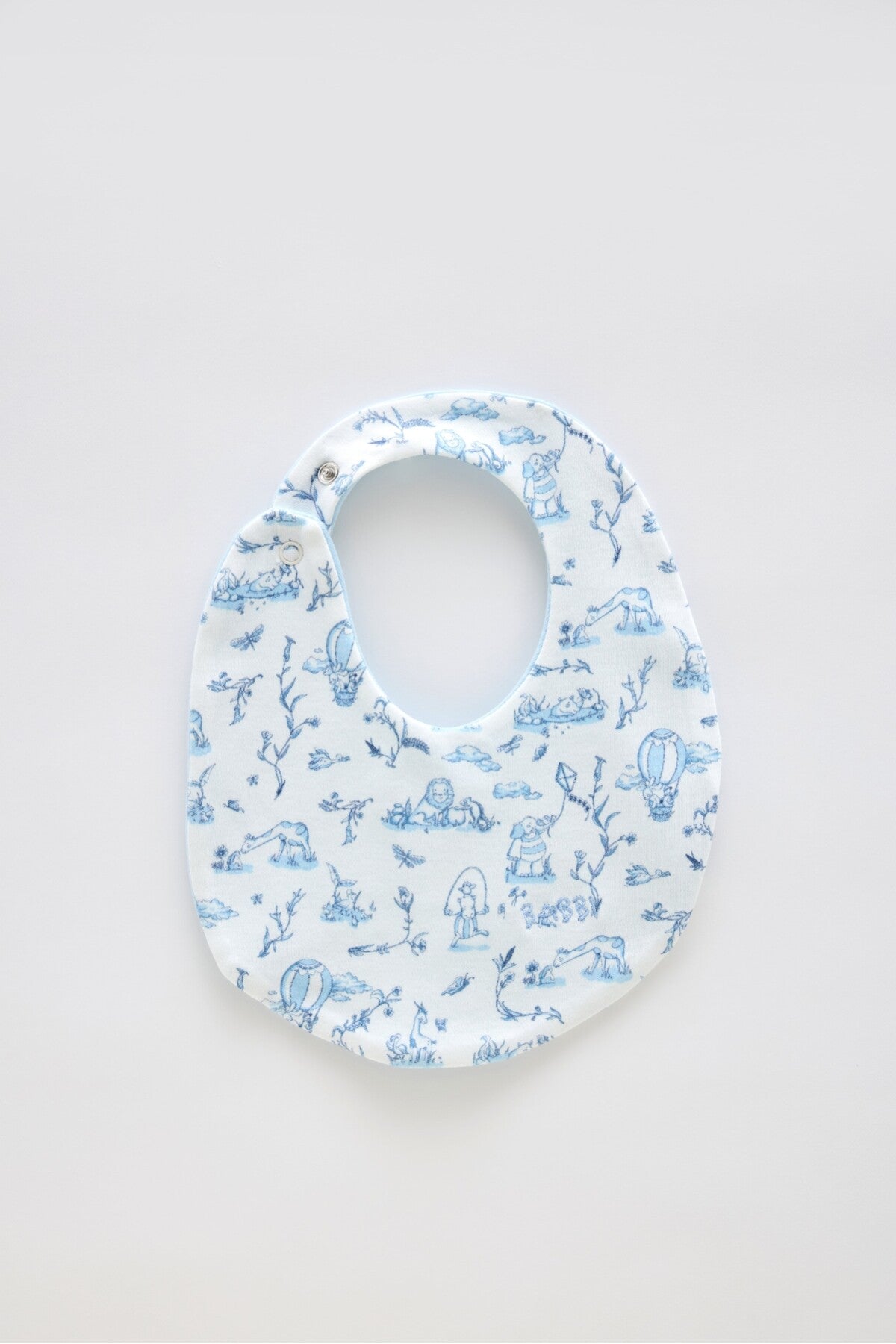 Atelier Babbi Newborn Bib & Hat Set - Toile De Jouy / Blue, 100% Cotton